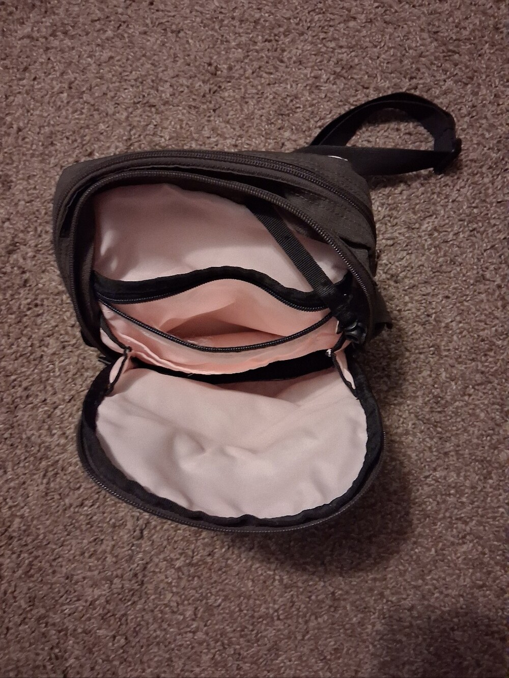 Eddie Bauer Army Green, Black & Pink Canvas Crossbody Sling Bag - Multi-Pocket - Picture 5 of 10